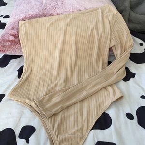 Tan bodysuit one sleeve